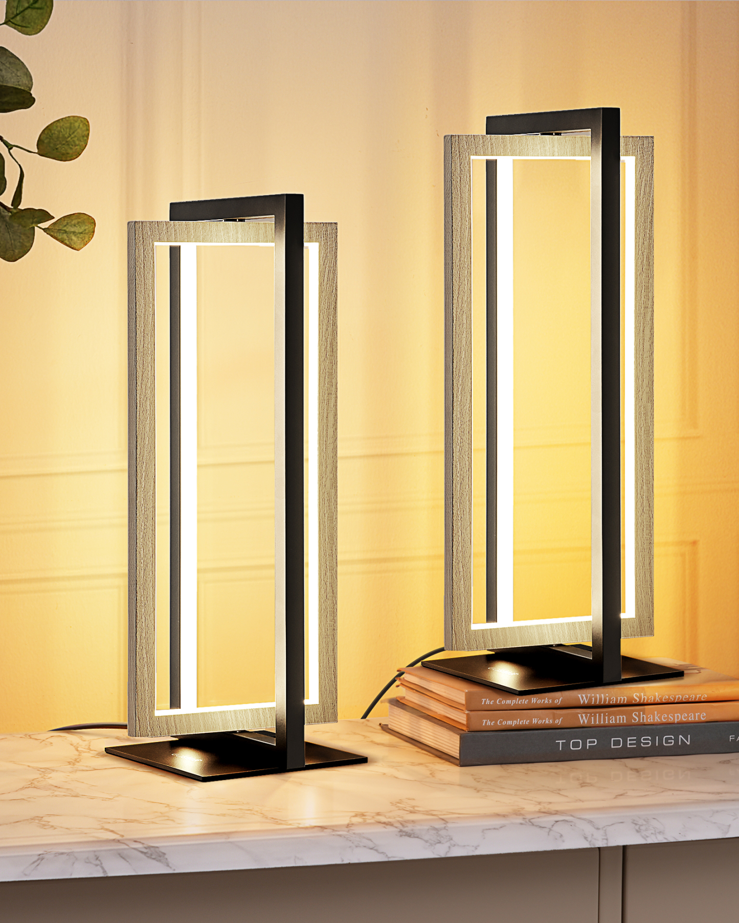 EDISHINE 2 Pack Stepless Dimmable LED Table Lamp with 3 Color Temperature-ZHLTL12E2