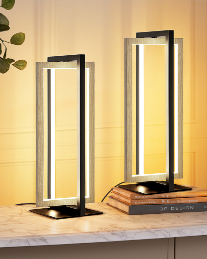 EDISHINE 2 Pack Stepless Dimmable LED Table Lamp with 3 Color Temperature-ZHLTL12E2