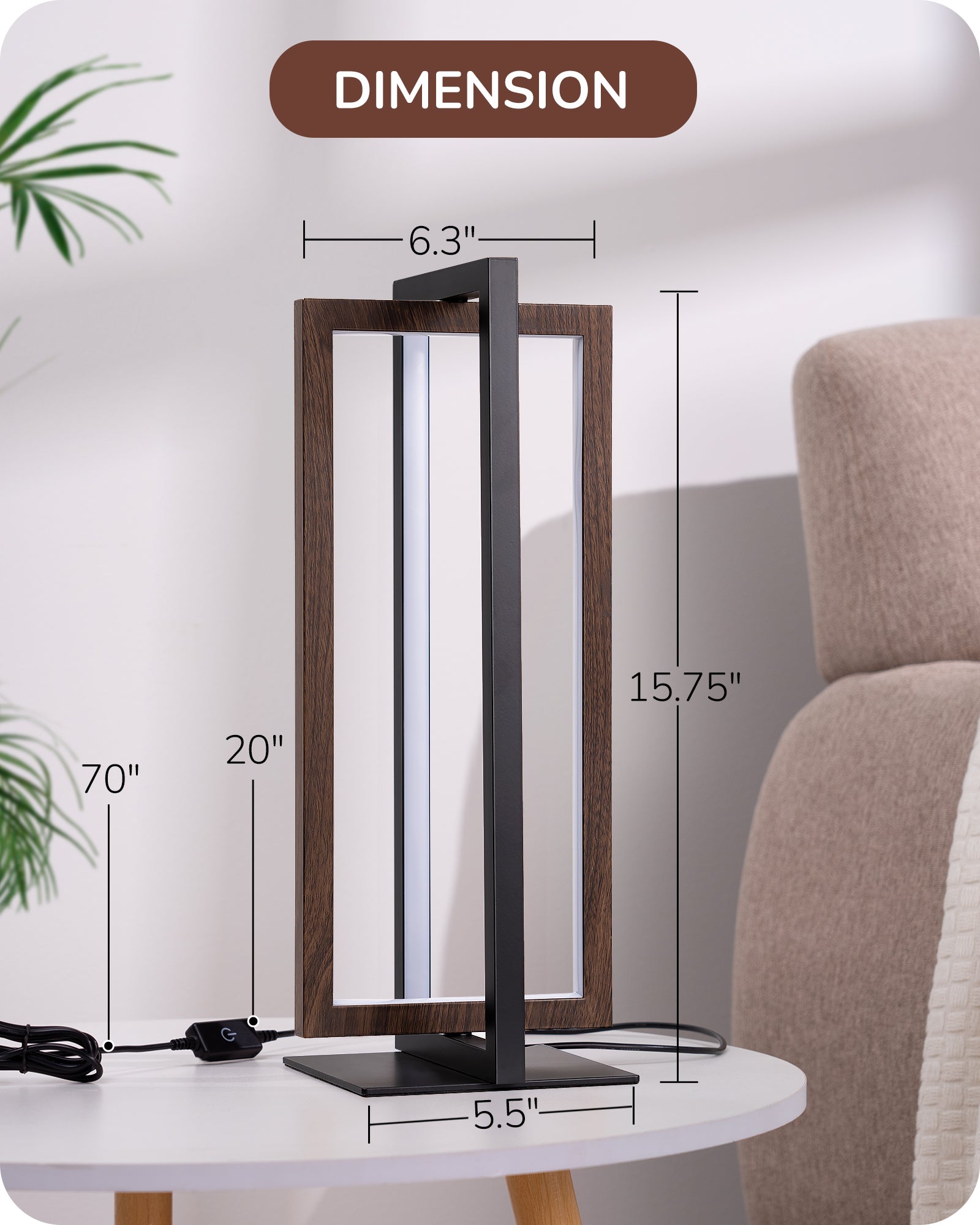 EDISHINE Modern Stepless Dimmable LED Table Lamp-HLTL12F