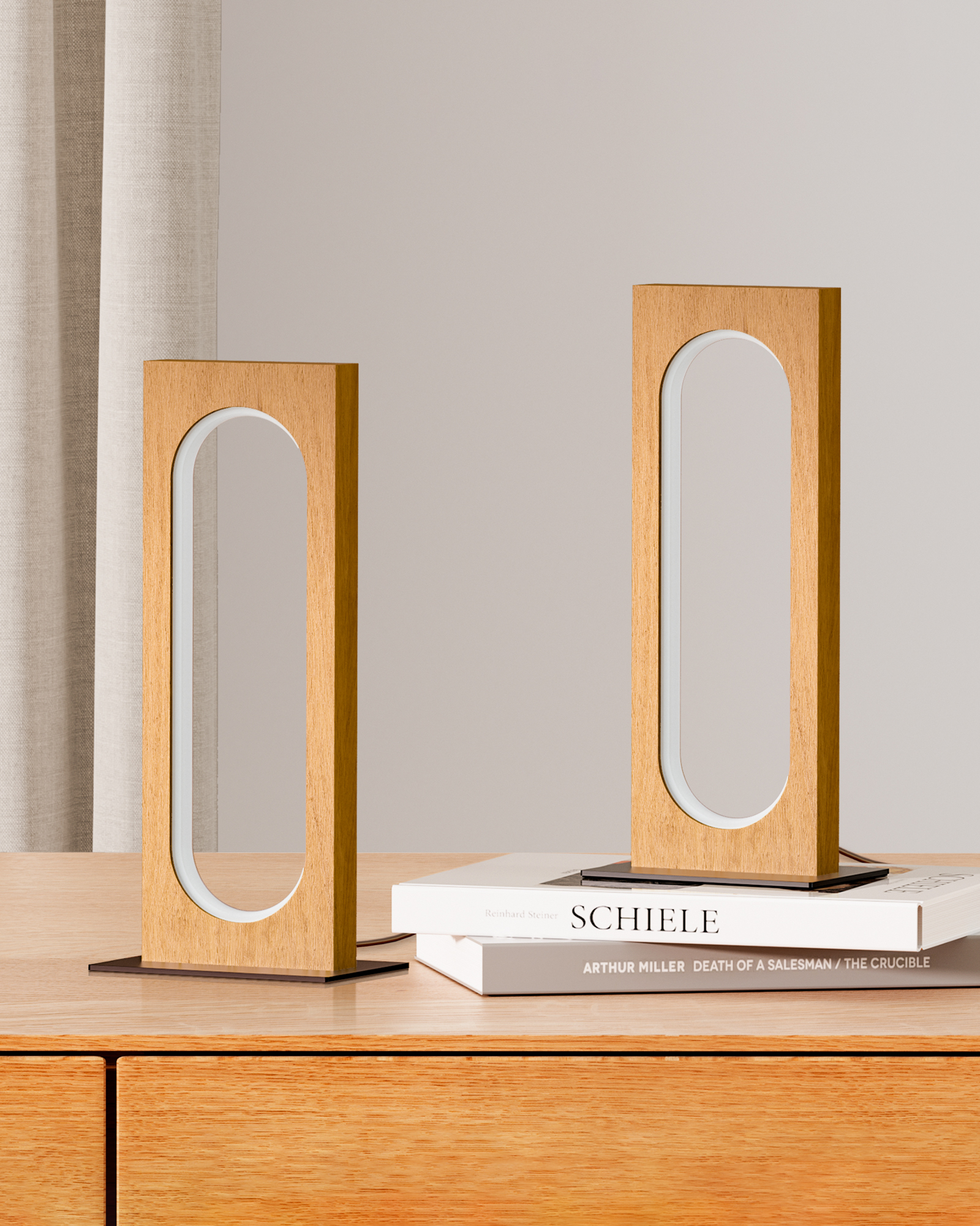 EDISHINE 2 Pack LED Table Lamp, 3 Color Temperatures & Dimmable, Touch Control, Memory Function, Dark Pearwood Color-ZHLTL12J2