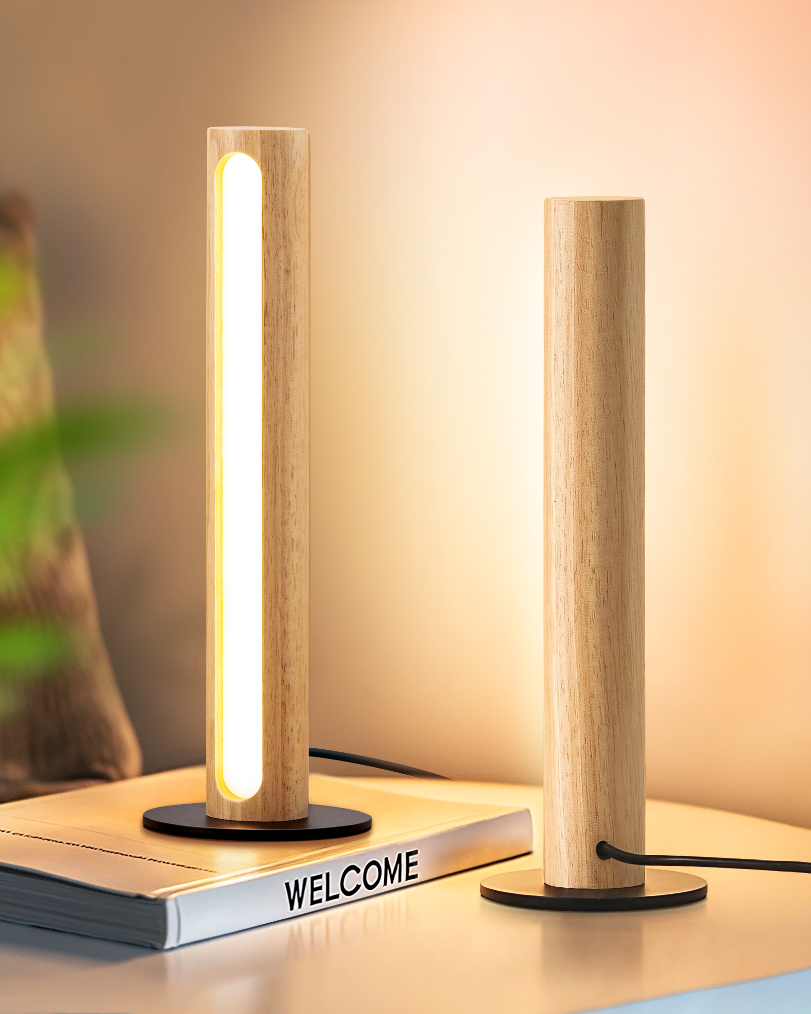 EDISHINE 2 Pack LED Table Lamp, Stepless Dimmable & Memory Function, 3 Color Temperature, Touch Switch-ZHLTL12M2