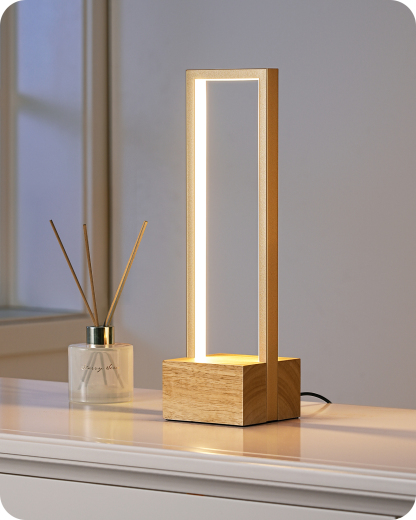 EDISHINE Dimmable LED Table Lamp, Original Burlyood Color Base-HLTL12P
