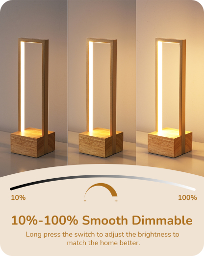 EDISHINE Dimmable LED Table Lamp, Original Burlyood Color Base-HLTL12P