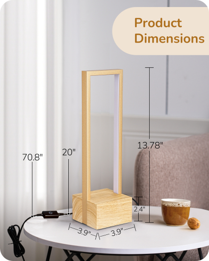EDISHINE Dimmable LED Table Lamp, Original Burlyood Color Base-HLTL12P
