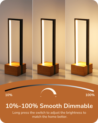 EDISHINE Dimmable LED Table Lamp, Complete Dark Rose Wood Color Base-HLTL12Q