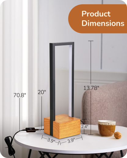 EDISHINE Dimmable LED Table Lamp, Complete Dark Rose Wood Color Base-HLTL12Q