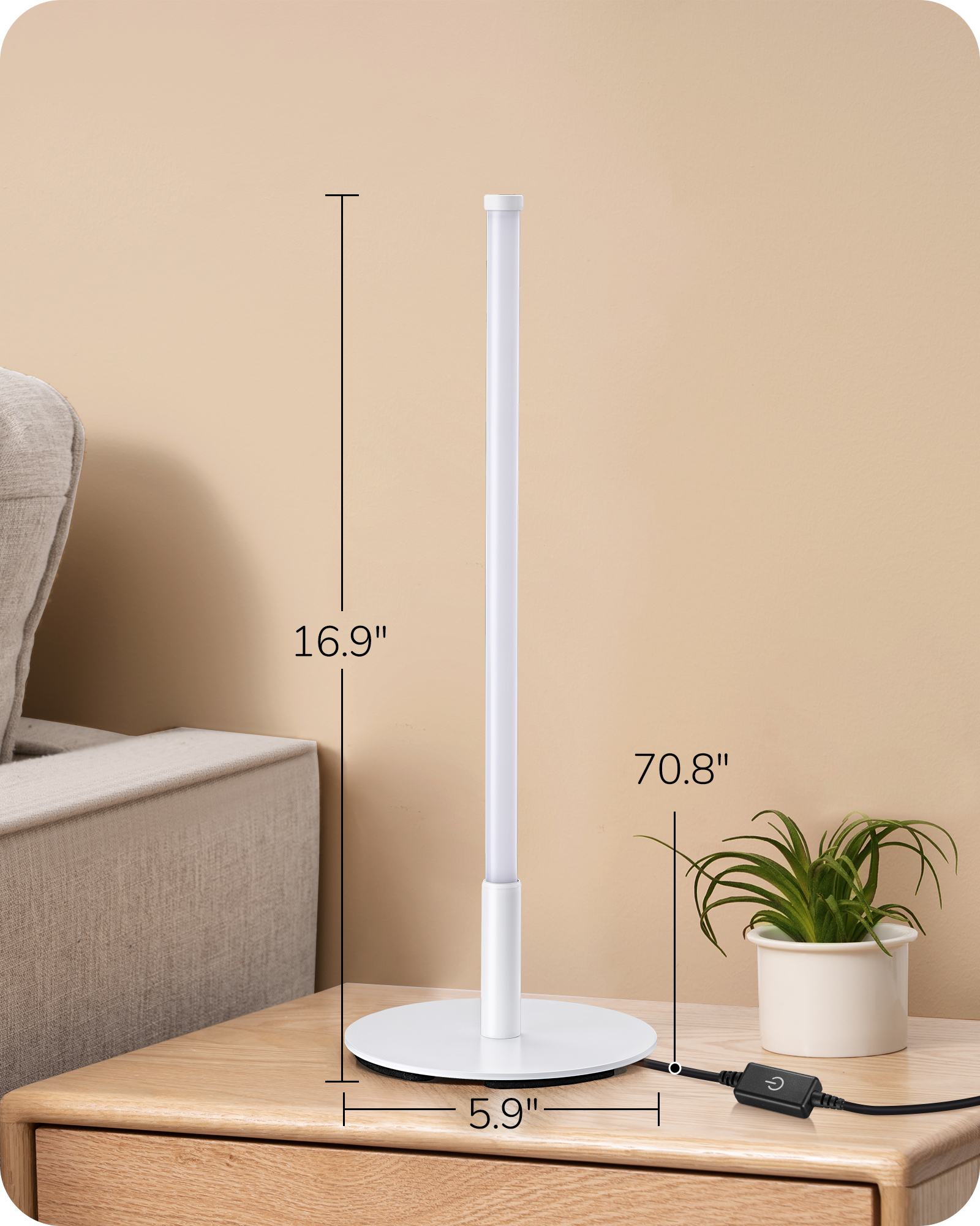 EDISHINE Upgraded LED Table Lamp, White-HLTL12S