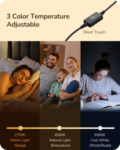 EDISHINE Dimmable LED Table Lamp with 3 Colour Temperature, Gold-HLTL12T