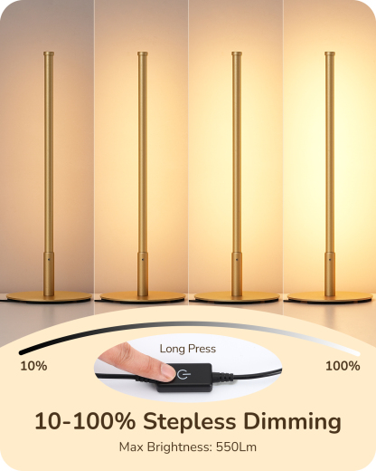 EDISHINE Dimmable LED Table Lamp with 3 Colour Temperature, Gold-HLTL12T
