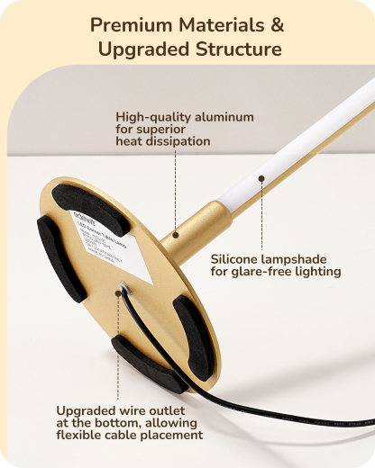 EDISHINE Dimmable LED Table Lamp with 3 Colour Temperature, Gold-HLTL12T