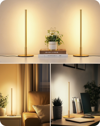 EDISHINE Dimmable LED Table Lamp with 3 Colour Temperature, Gold-HLTL12T