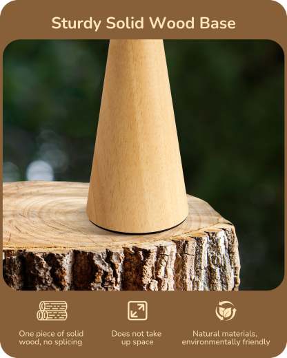 EDISHINE 13.58" Small Table Lamp, with Tree Hollowed Iron Lampshade, ON-OFF Switch, E26 Socket, Original Wooden Color-HLTL15A