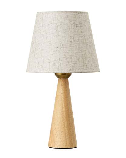 EDISHINE 2 Pack 13.58" Small Table Lamp, with Beige Linen Lampshade, ON-OFF Switch, E26 Socket, Burlywood Base-ZHLTL15C2