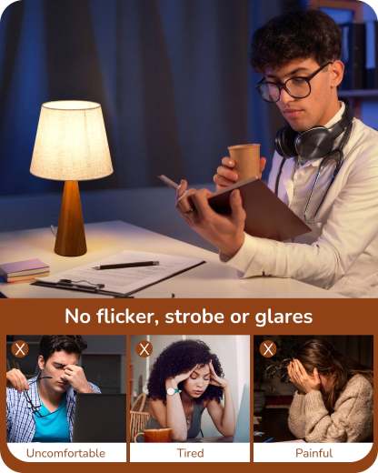 EDISHINE 13.58" Table Lamp, with Beige Linen Lampshade, E26 Socket, Dark Rosewood Base-HLTL15D-B2B