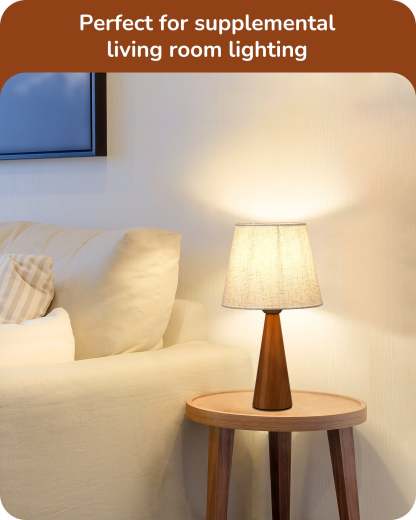 EDISHINE 13.58" Table Lamp, with Beige Linen Lampshade, E26 Socket, Dark Rosewood Base-HLTL15D-B2B