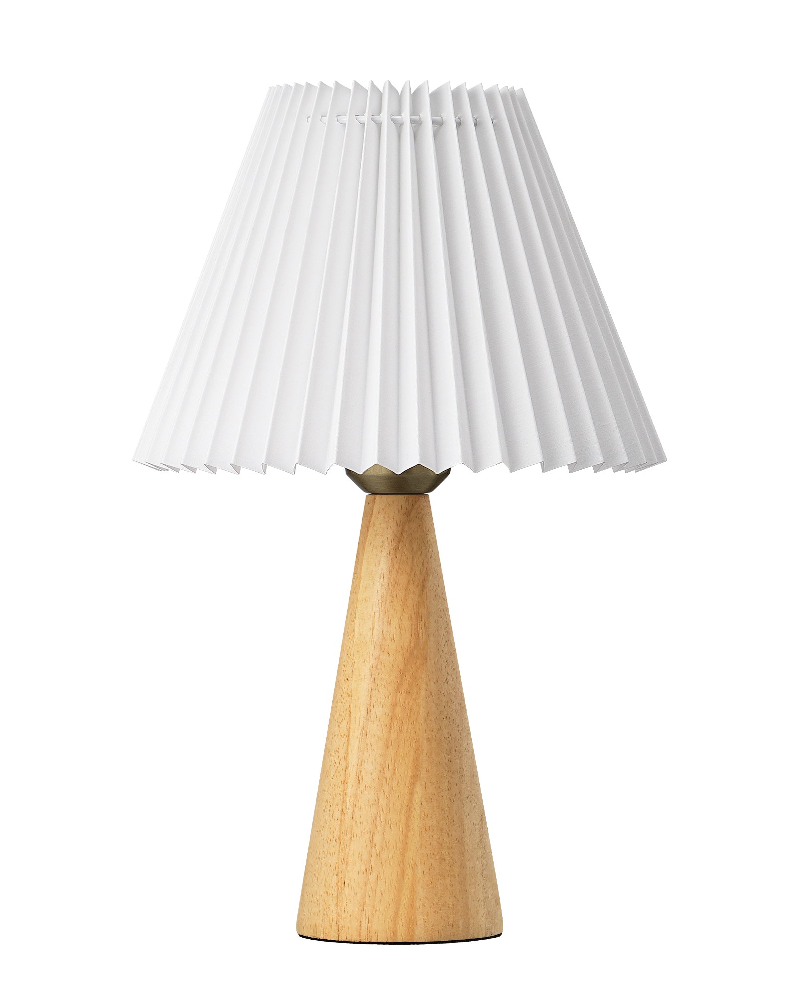 EDISHINE 2 Pack 13.58" Small Table Lamp, with White Pleated Lampshade, ON-OFF Switch, E26 Socket, Burlywood Base-ZHLTL15E2