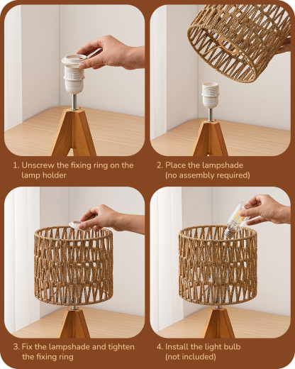 EDISHINE Small Table Lamp, E26 Base, W-shaped Wave-HLTL15G