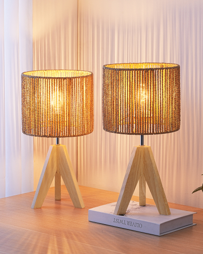 EDISHINE 2 Pack Small Table Lamp, E26 Base, Vertical Stripes-ZHLTL15H2
