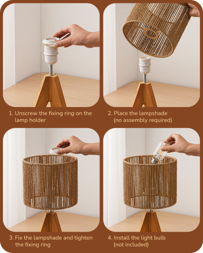 EDISHINE Small Table Lamp, E26 Base, Vertical Stripes-HLTL15H