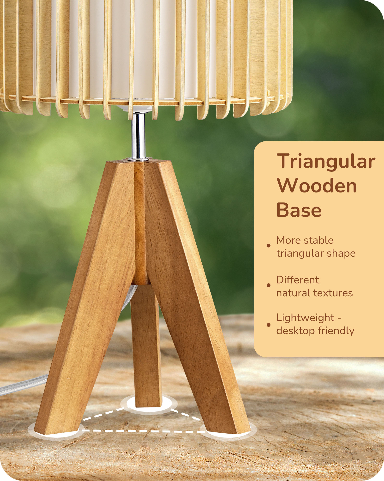 EDISHINE 14.17" Small Table Lamp, Natural Wood-Colored-HLTL15J