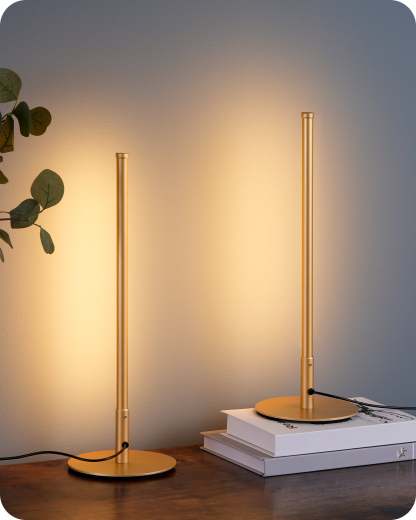 EDISHINE Gold LED Table Lamp with 3 Dimmable Color Temperature (2 Set)-HLTL22G