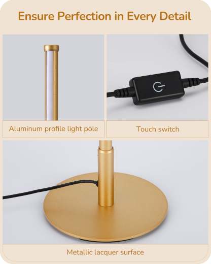 EDISHINE Gold LED Table Lamp with 3 Dimmable Color Temperature (2 Set)-HLTL22G