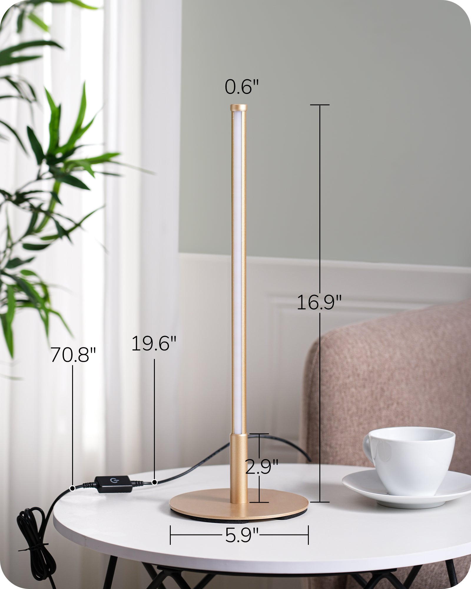 EDISHINE Gold LED Table Lamp with 3 Dimmable Color Temperature (2 Set)-HLTL22G