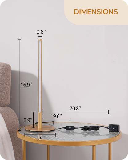EDISHINE Gold LED Table Lamp with 3 Dimmable Color Temperature (2 Set)-HLTL22G