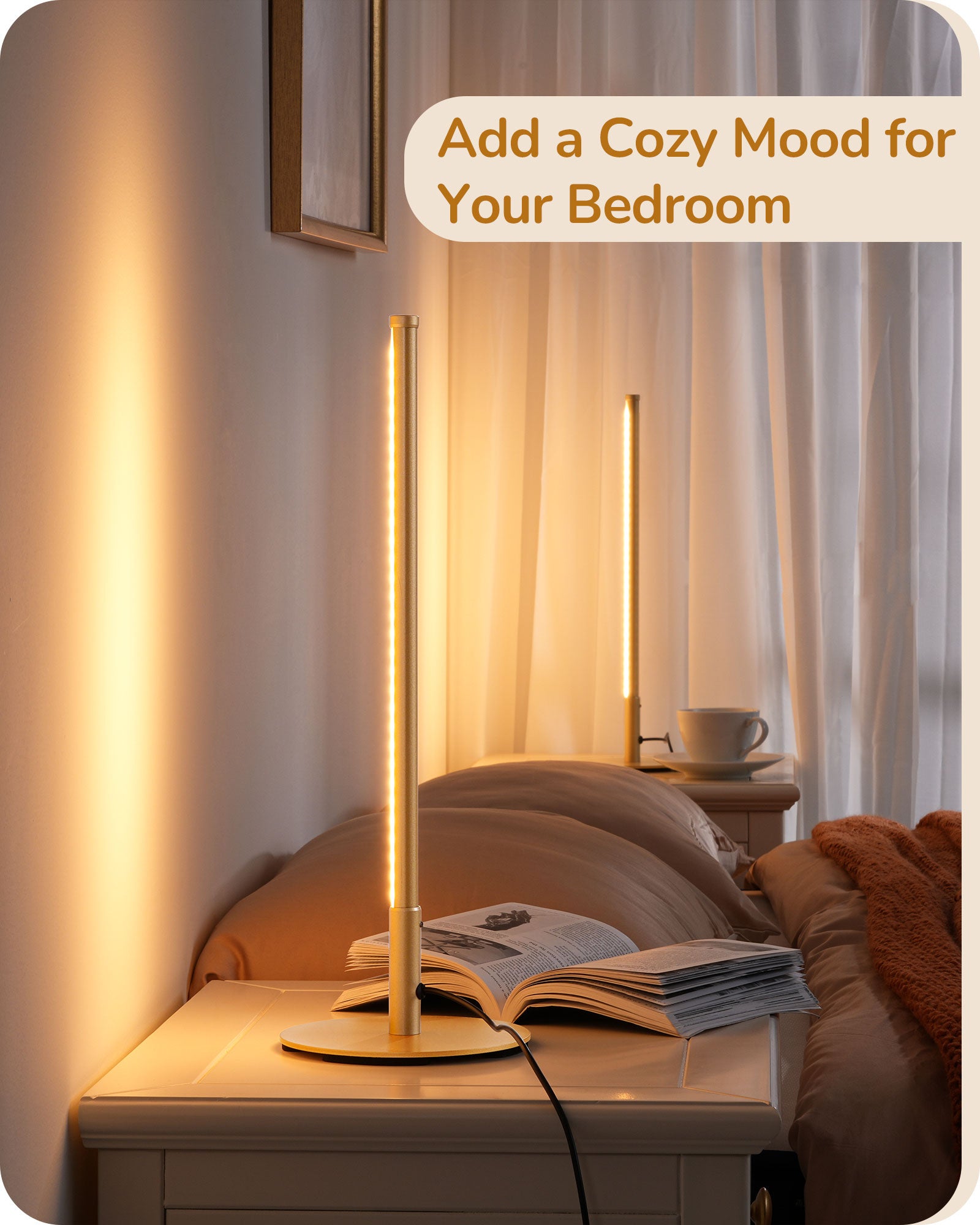 EDISHINE Gold LED Table Lamp with 3 Dimmable Color Temperature (2 Set)-HLTL22G