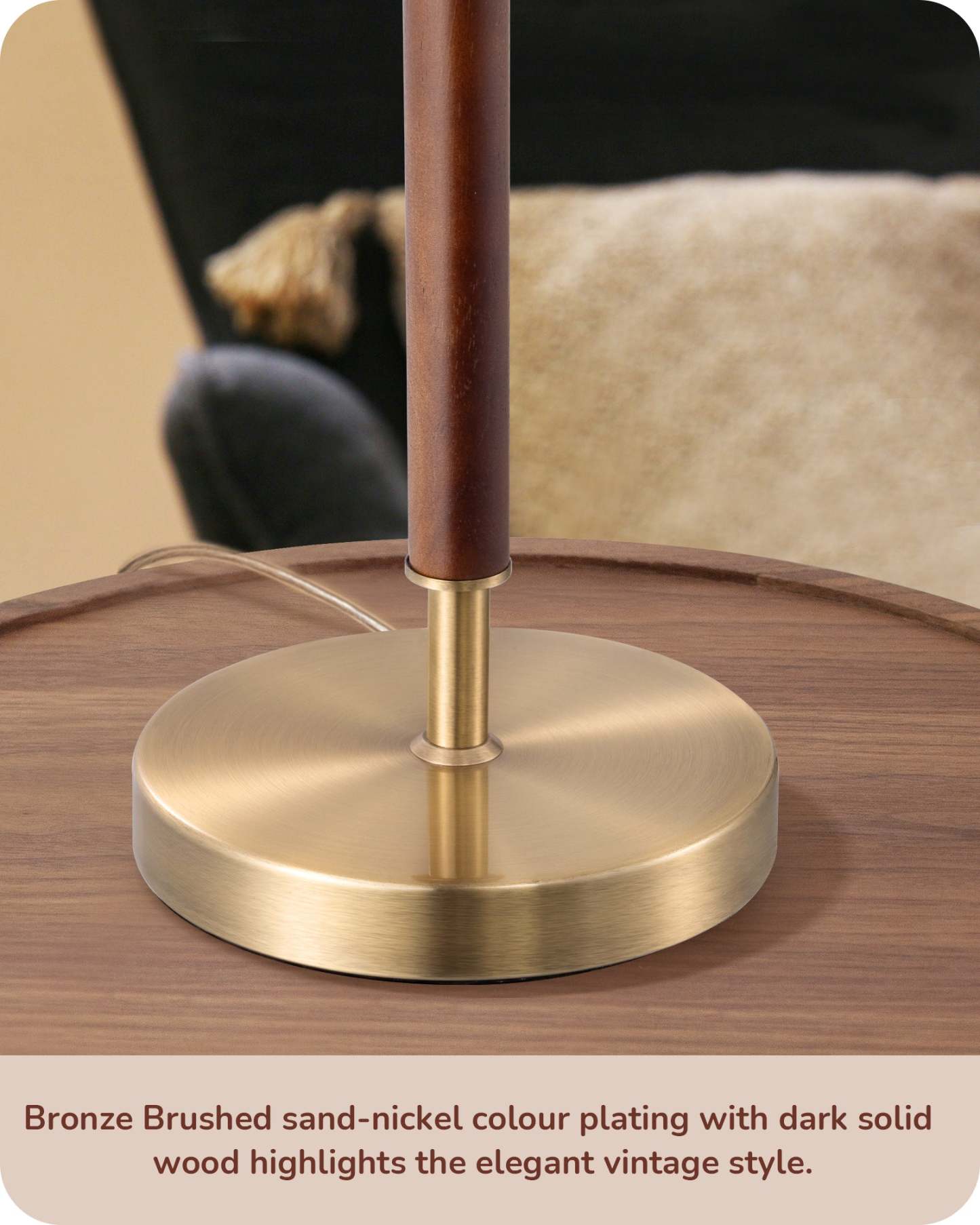 EDISHINE Set of 2, Mid Century Table Lamp, Bronze, E26 Base-HLTL25S