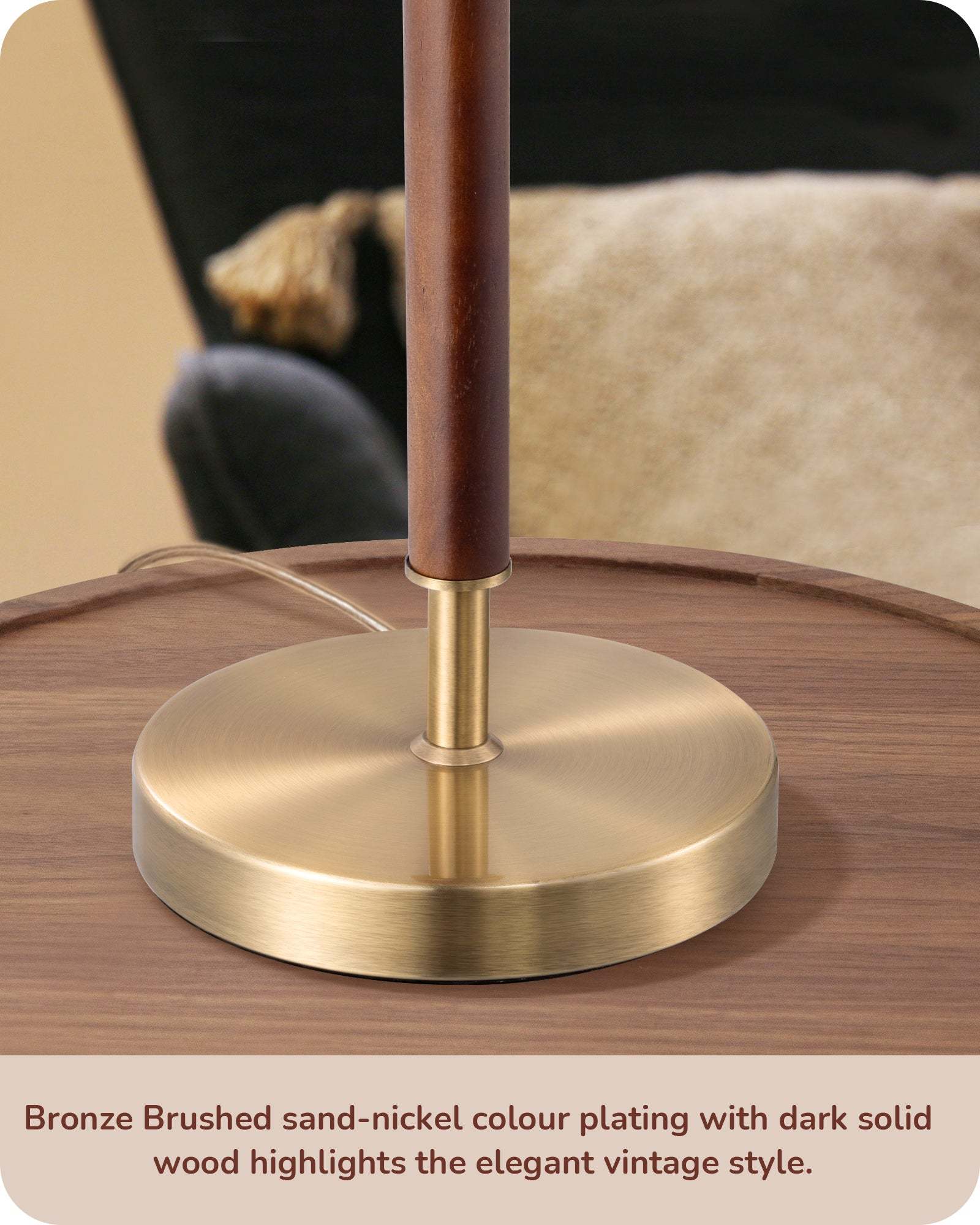 EDISHINE Set of 2, Mid Century Table Lamp, Bronze, E26 Base-HLTL25S