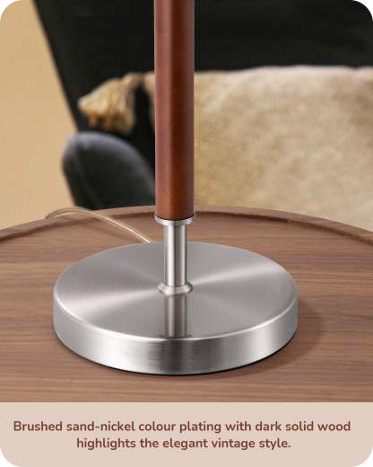 EDISHINE Set of 2, Mid Century Table Lamp, Brushed Nickel, E26 Base-HLTL25X