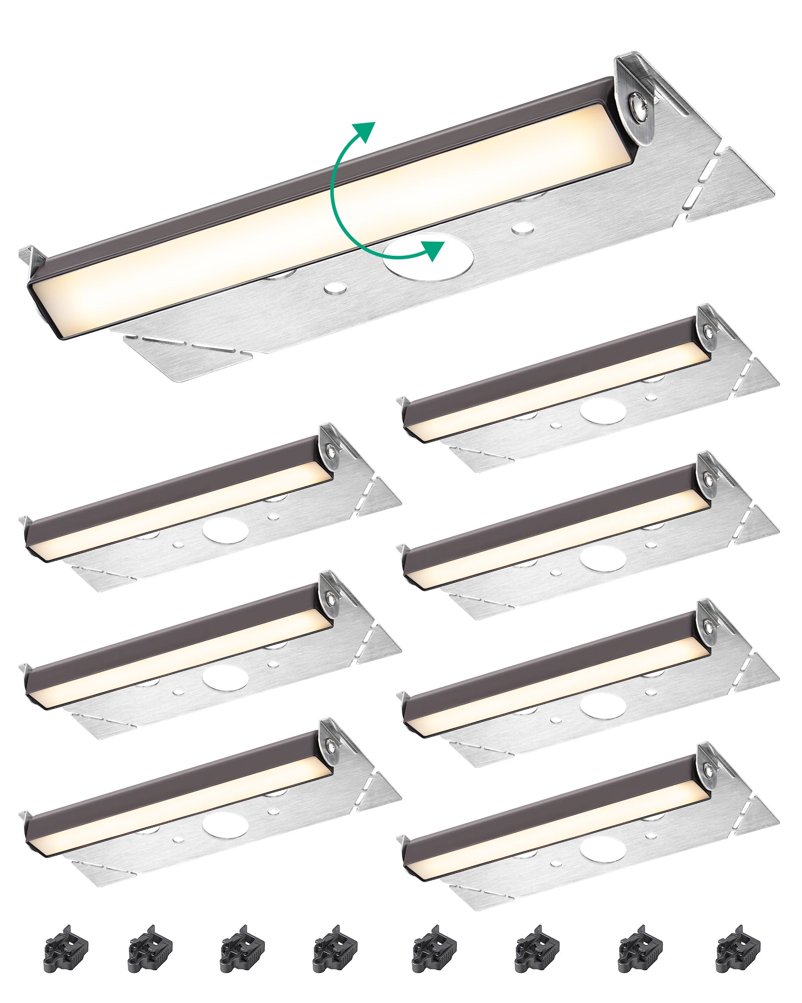 EDISHINE 12V AC/DC 3W 2700K 7 Inch Hardscape Lighting with 270° Rotating, 8 Pack-HLVL02A-B2B