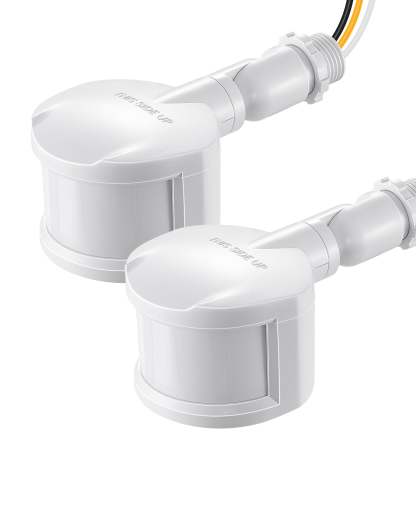 EDISHINE 180-Degree Automatic Dusk to Dawn Motion Sensor, White, 2 Pack-HMSS02D-B2B