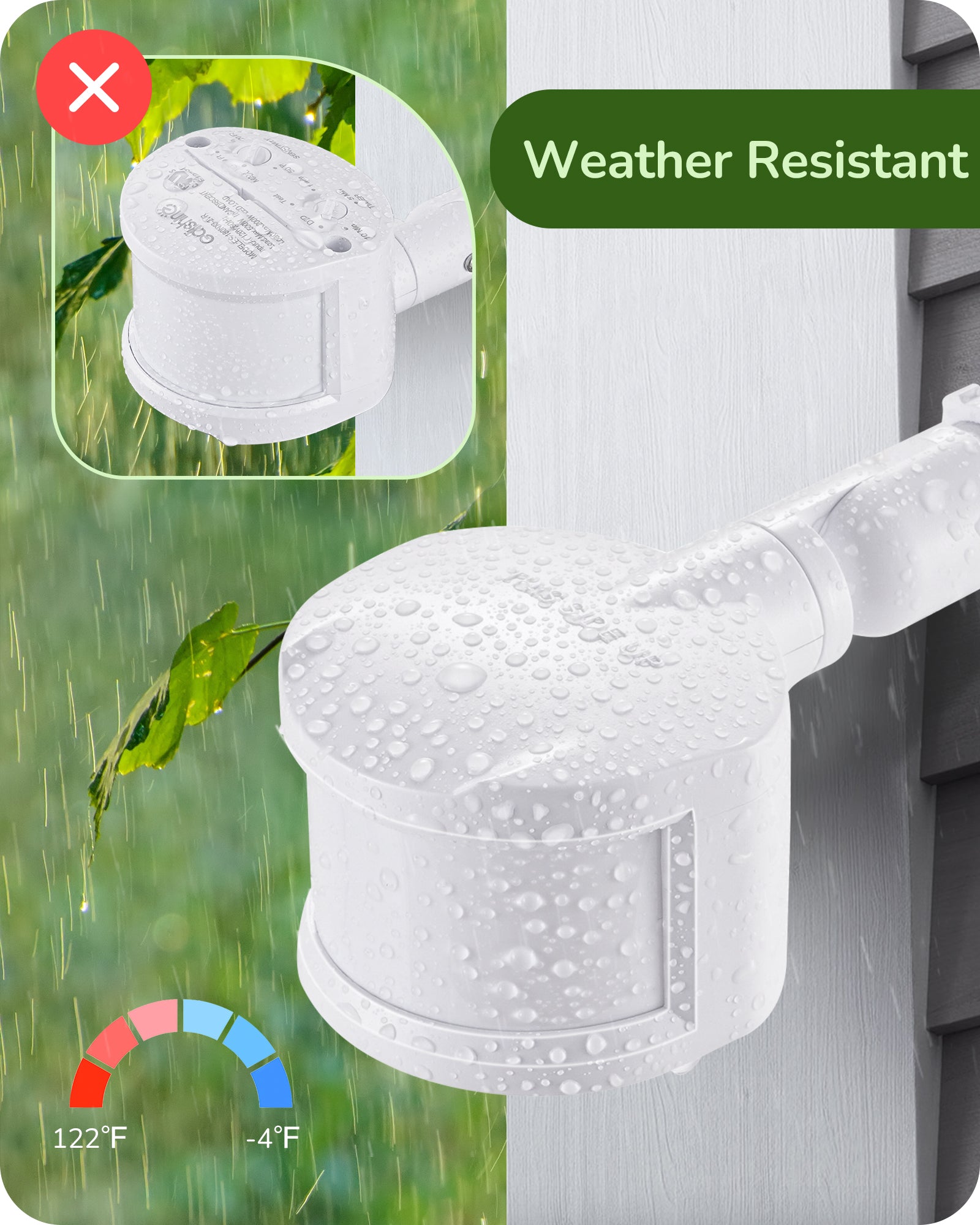 EDISHINE 180-Degree Automatic Dusk to Dawn Motion Sensor, White, 2 Pack-HMSS02D-B2B