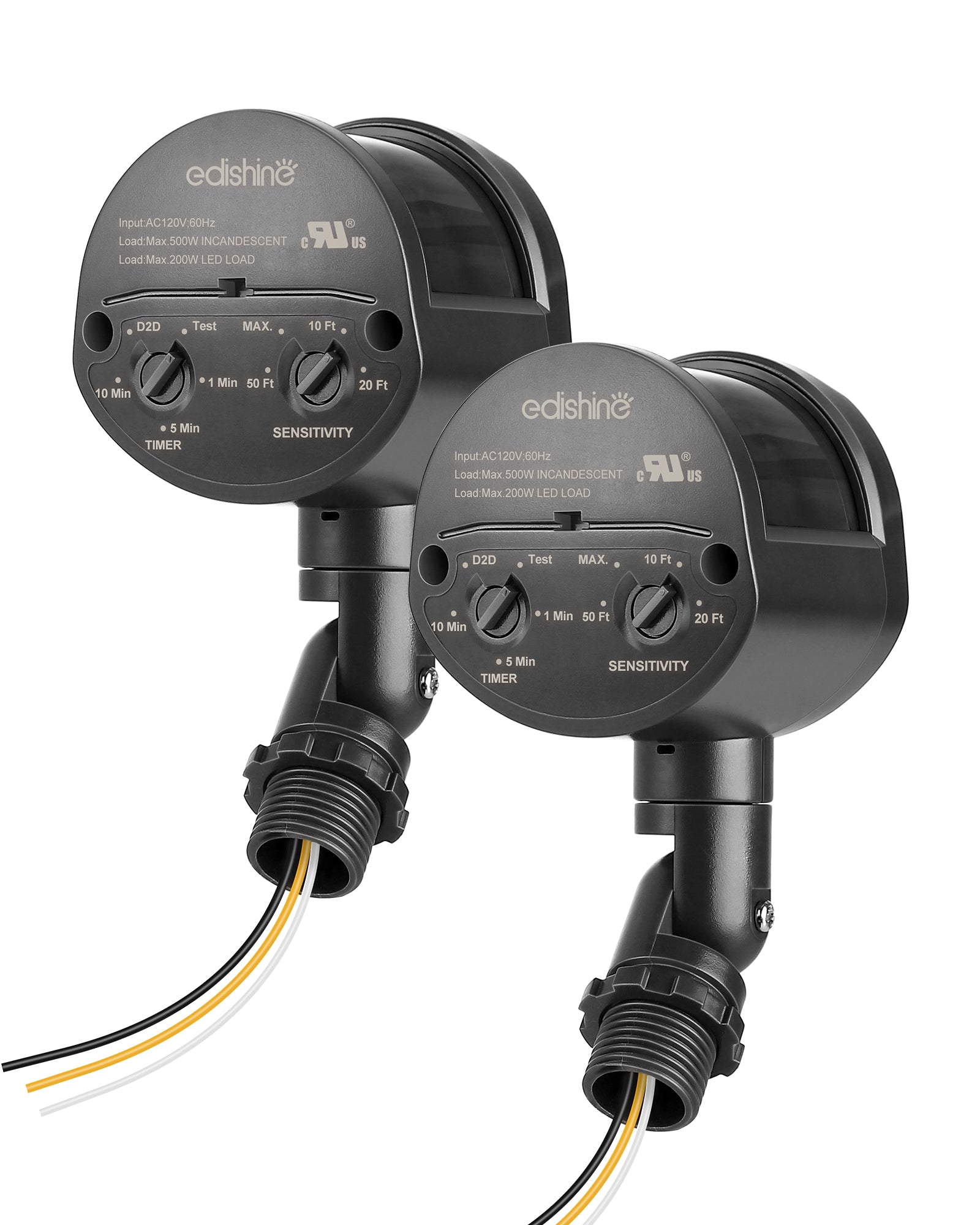 EDISHINE Automatic Dusk to Dawn, 180-Degree Motion Sensor, 2 Pack-HMSS03D