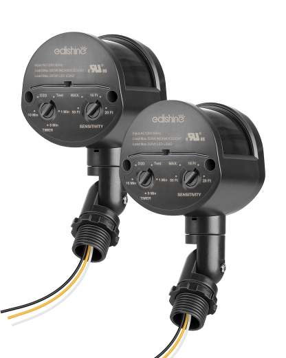 EDISHINE Automatic Dusk to Dawn, 180-Degree Motion Sensor, 2 Pack-HMSS03D