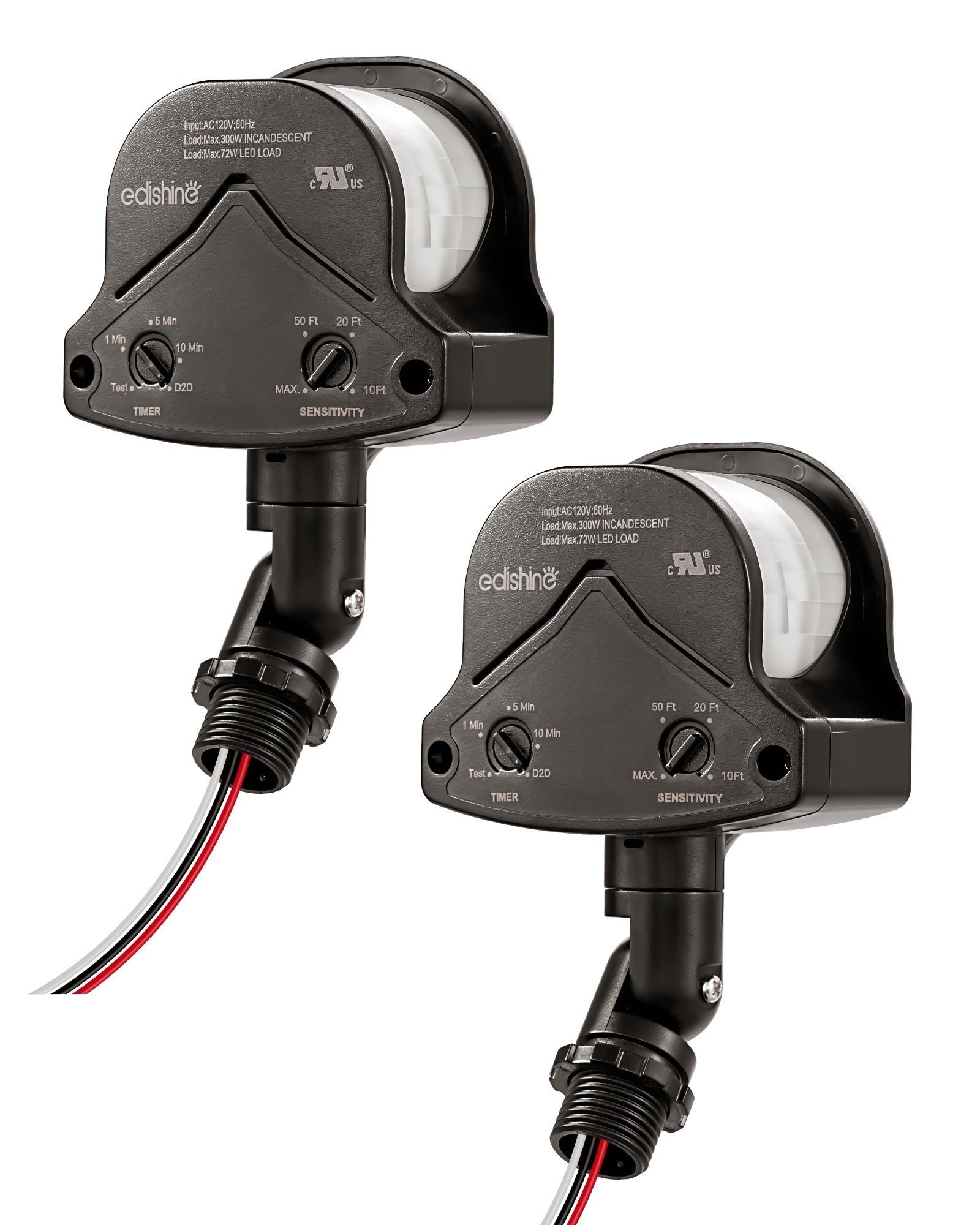 EDISHINE Dusk to Dawn 240° Motion Sensor, Brown, 2 Pack-HMSS10D