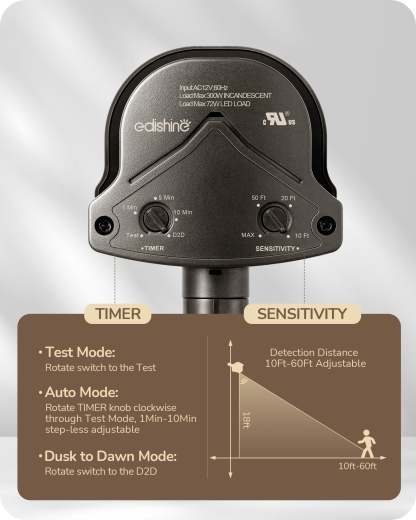 EDISHINE Dusk to Dawn 240° Motion Sensor, Brown, 2 Pack-HMSS10D