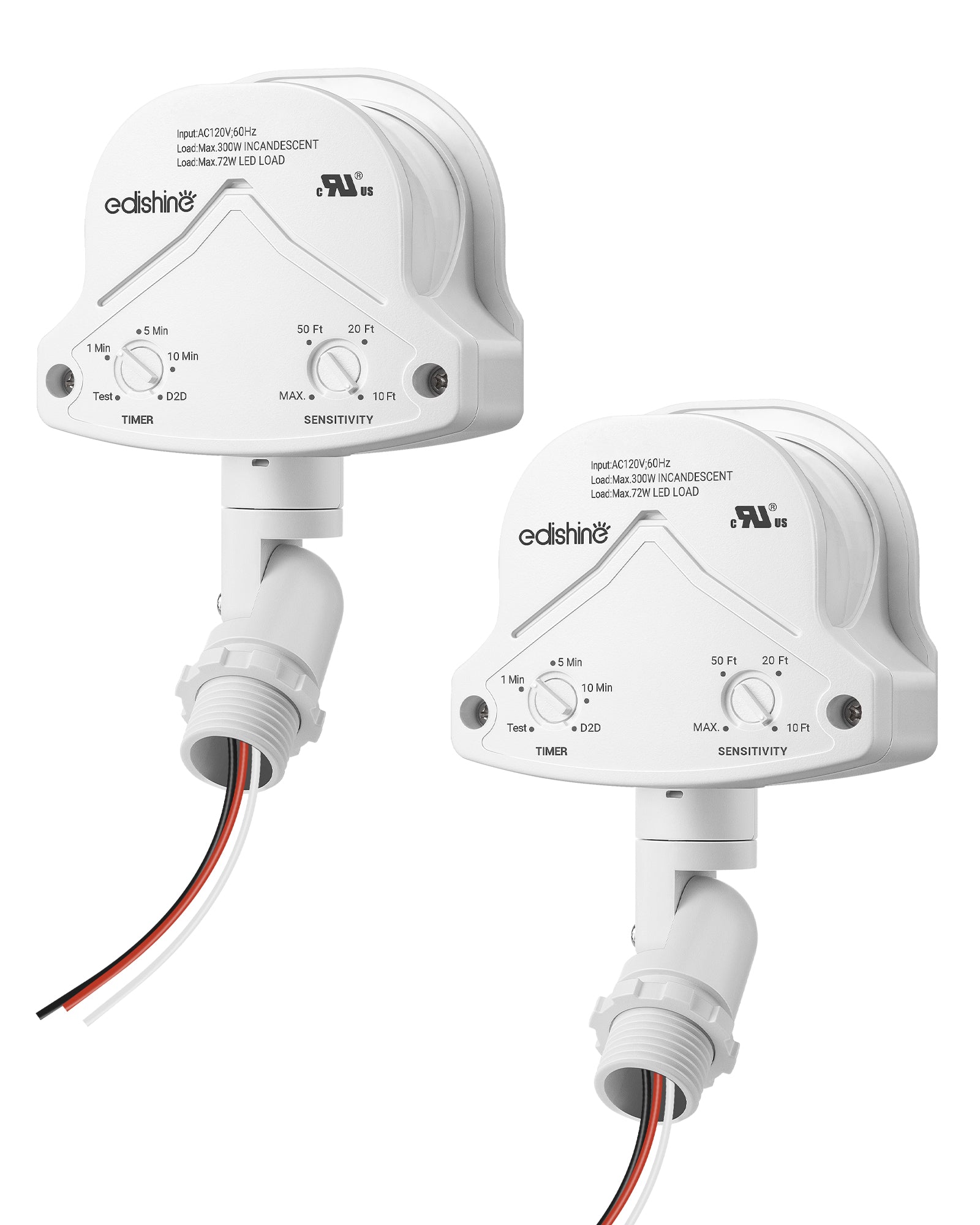 缺货下架EDISHINE Outdoor Motion Sensor with 240° Detection, White, 2 Pack-HMSS10E