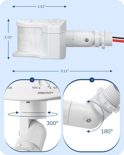 缺货下架EDISHINE Outdoor Motion Sensor with 240° Detection, White, 2 Pack-HMSS10E