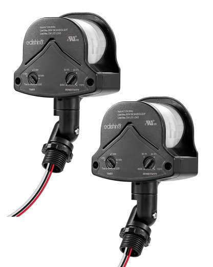 EDISHINE Dusk to Dawn Motion Sensor with 240° Detection Range, Black, 2 Pack- HMSS10F