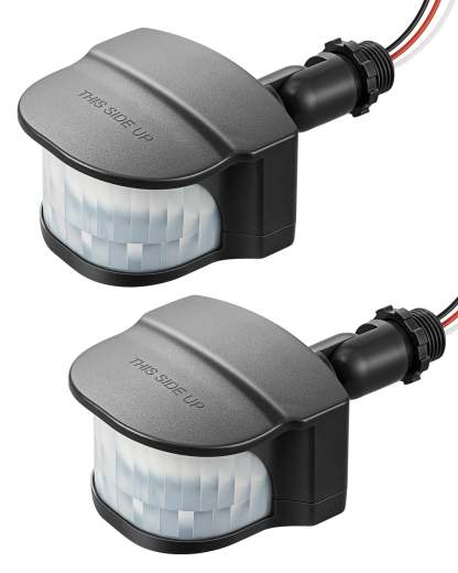 EDISHINE Dusk to Dawn Motion Sensor with 240° Detection Range, Black, 2 Pack- HMSS10F
