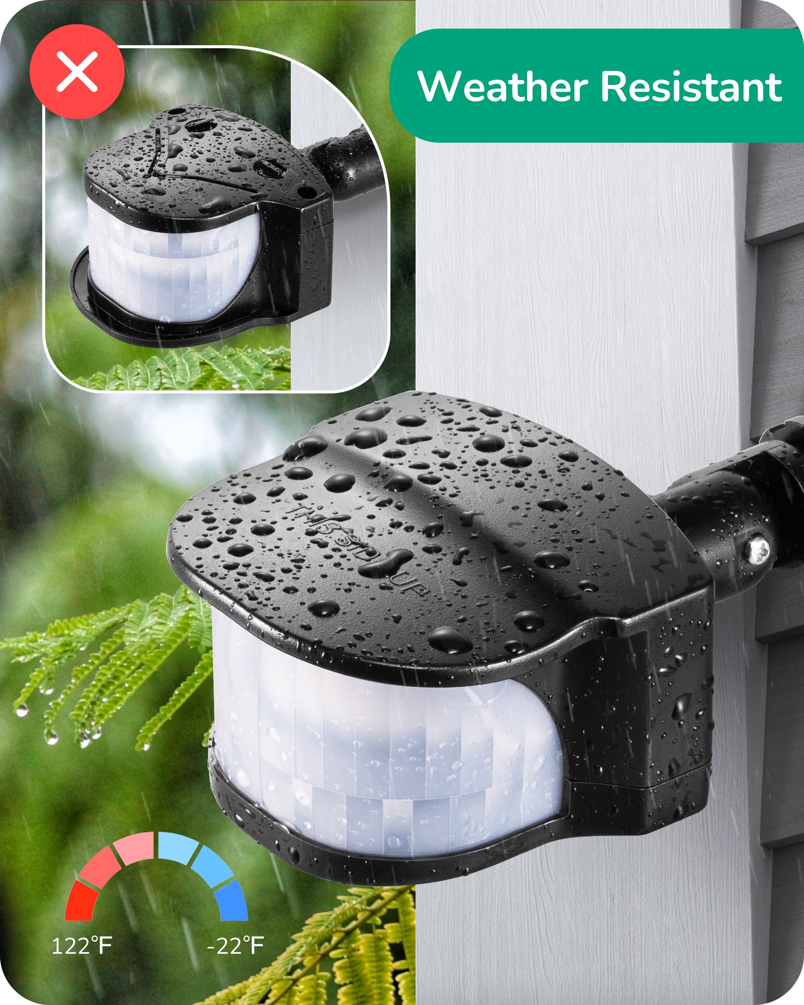 EDISHINE Dusk to Dawn Motion Sensor with 240° Detection Range, Black, 2 Pack- HMSS10F