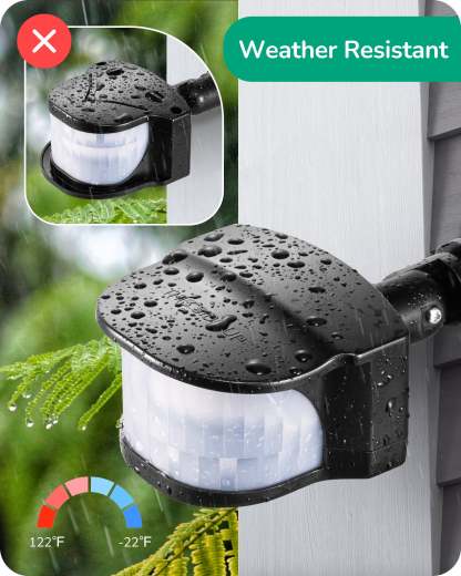 EDISHINE Dusk to Dawn Motion Sensor with 240° Detection Range, Black, 2 Pack- HMSS10F