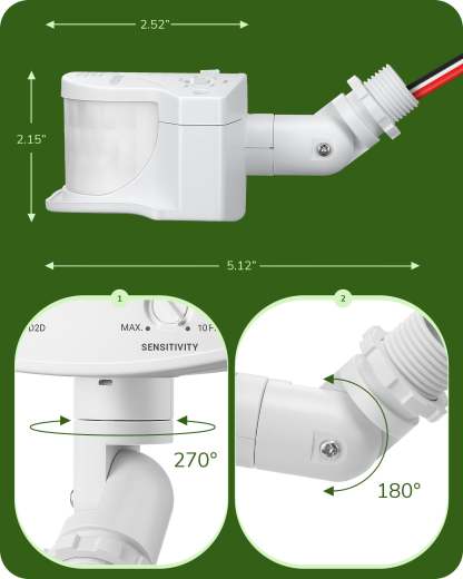 EDISHINE 240 Degree Automatic Dusk to Dawn White Motion Sensor-HMSS10W-B2B