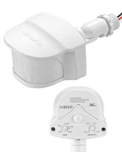 EDISHINE Automatic Dusk to Dawn Motion Sensor with 240° & 360° Sensing Angle-HMSS11B