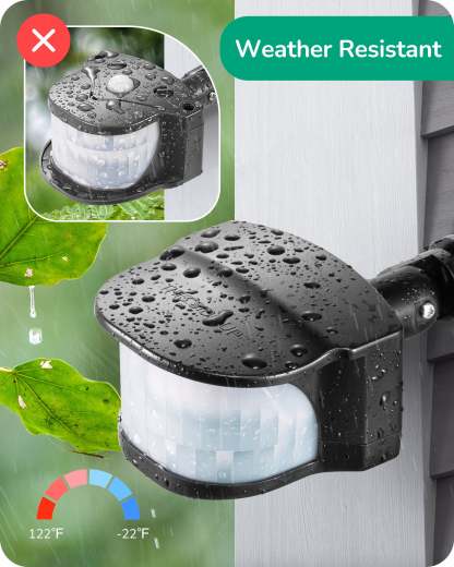 EDISHINE Automatic Motion Sensor with 240° & 360° Sensing Angle, Black-HMSS11C