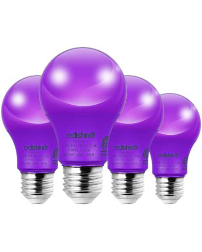 EDISHINE A19 9W Purple Light Bulbs, 4 Pack-HNCA19A