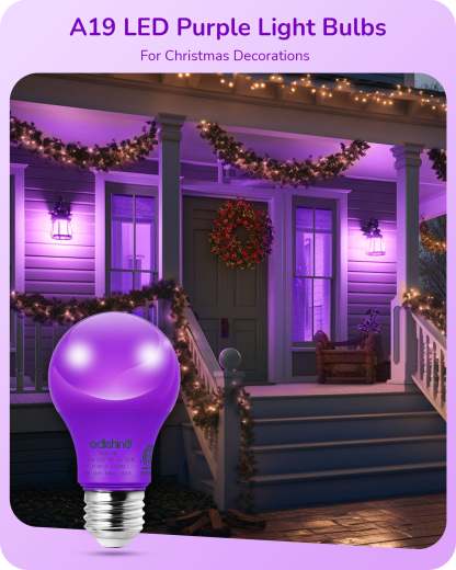 EDISHINE A19 9W Purple Light Bulbs, 4 Pack-HNCA19A